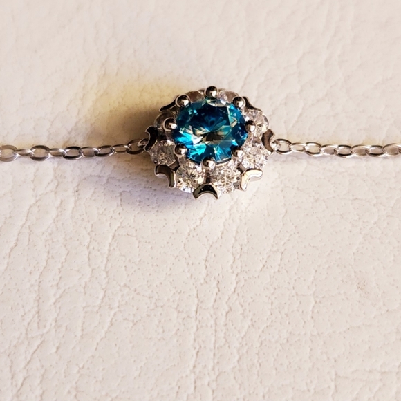 Blue Moissanite bracelet set in 925 silver - Picture 3 of 11